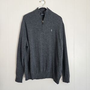 Polo Ralph Lauren Quater Zip Sweater 100% Italian Merino Wool Gray Size 3X Big